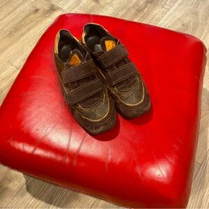 Louis Vuitton Brown Monogram Canvas & Patent Leather Speeding Velcro Sneakers